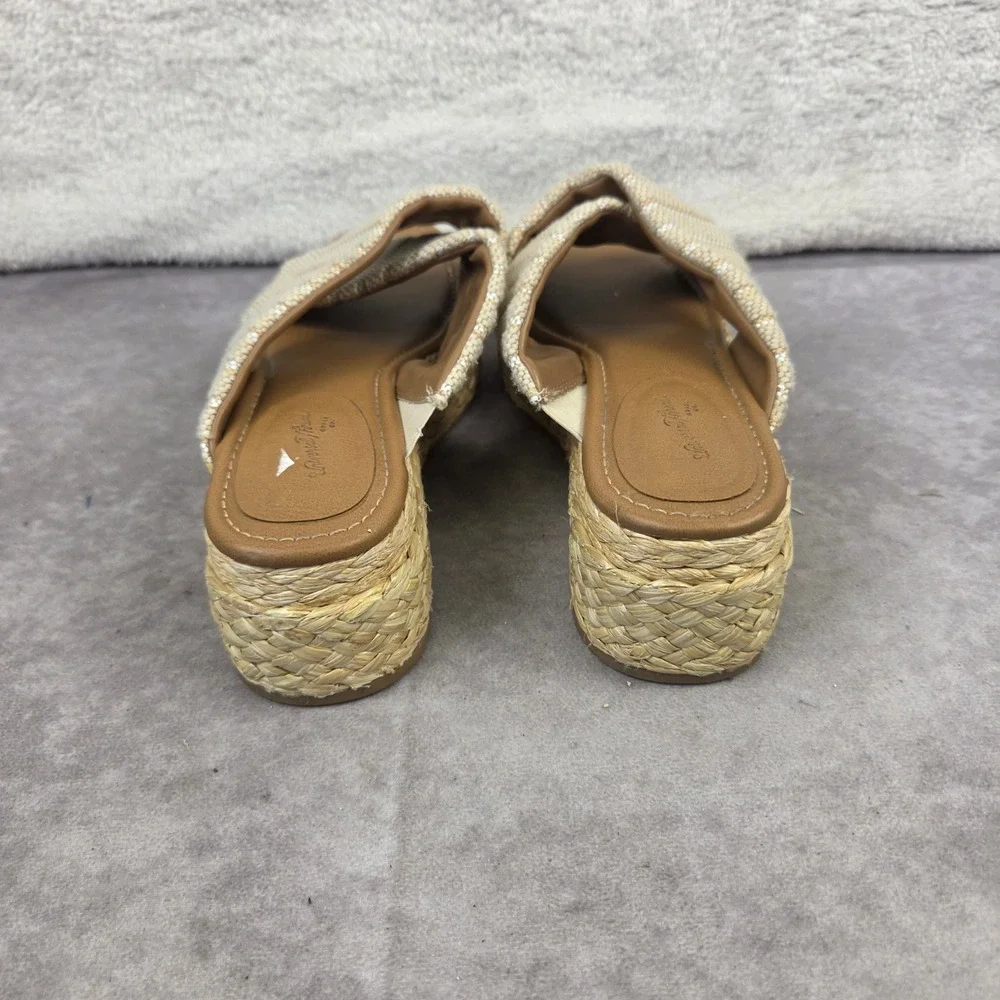 Universal Thread Womens Platform Espadrille Sandals Beige Striped Slide Size 9.5